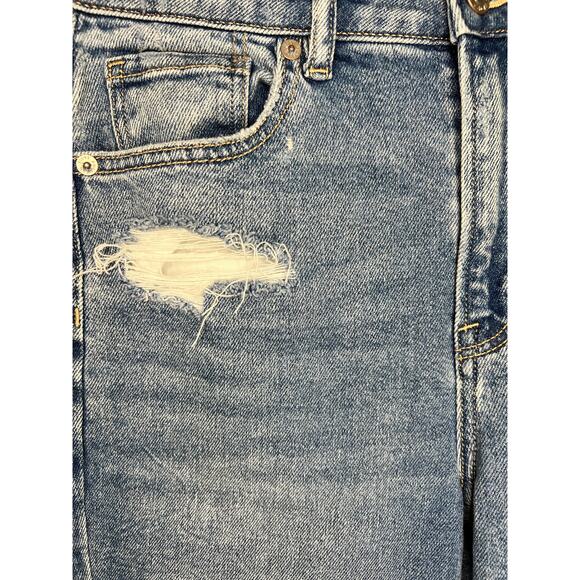 American Eagle (AE) Real Good Mom Stretch Distressed Straight Denim Jeans Sz 4 - Picture 3 of 11